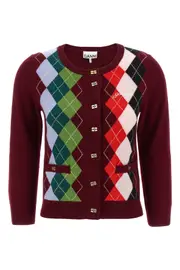 GANNI 'Burgundy Check' Cardigan