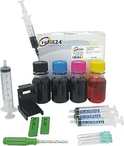refill24 Refill Set: Refill Ink 200 ml Compatible with Printer Cartridges Canon PG-545 CL-546, PG545 CL546 XL Black and Colour + Accessories + Instructions (English Language not Guaranteed), Refill