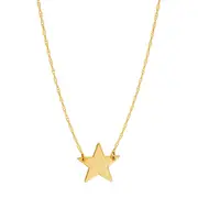 14K Yellow Gold Mini Star Pendant Necklace, 16" To 18" Adjustable