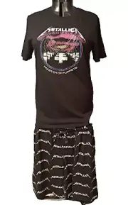 Metallica Master of Puppets Mens Size L Summer Pajama PJ T-Shirt Short Set NWT