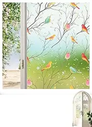 Honwor Stain Glass Effect Privacy Film - Frosted Anti-Glare UV Protection for Windows | Non-Adhesive Static Cling | Home & Office Decor | 17.7x78.7 Inch