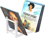 NIUBEE White Vinyl Record Stand Holder for Desktop Album Storage, Acrylic Vinyl Record Shlef Display 50 LPs