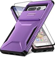 Asuwish Phone Case for Google Pixel 7 Pro 5G with Screen Protector and Slide Camera Cover Slim Rugged Hybrid Shockproof Protective Cell Accessories Pixel7Pro Pixel7 XL Seven 7Pro 6.7 Women Men Purple