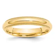 Solid 14K Yellow Gold 4mm Milgrain Comfort Wedding Men's/Women's Wedding Band Ring Size 4.5