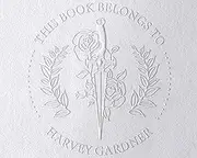 from The Library of | Ex Libris | Floral Book Stamp | Personalised Teacher Stamp | Custom Library Stamp | Monogram Self-Inking Wood Handle Stamp