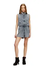 [Diesel] Diesel - Playsuit in treated nylon - Jumpsuits - Woman - Blue 36 Blue