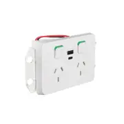 Clipsal Iconic 3025USBAC-VW - Twin Socket Switched Horizontal 1xEx2 USB Charger A+C
