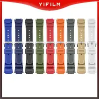 在飛比找Yahoo!奇摩拍賣優惠-Yifilm 1PCS 18mm 橡膠錶帶適用於卡西歐 AE