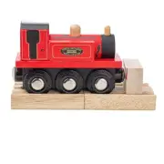 BigJigs - Red Terrier Locomotive - Wooden Railway Magnetic Toy Train (BJT489)
