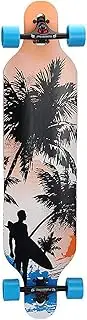 Sports Longboard Street Skateboard, 31.2" 9-Layer Maple Wood Four-Wheel ABEC-9 Bearing Beach Style Pattern Skateboard Adult Road Brush Street Dance Board