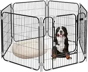 Pet Scene 32" Large Dog Kennel Cage 6 Panels, Pet Playpen DIY Pet Fence Puppy Pen Rabbit Playpen Crate Ferret Guinea Pig Bunny Barrier Gate Outdoor Indoor