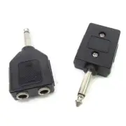 1/4" Mono Male Plug to 1/4" Dual Mono Female Audio Y Splitter Adapter
