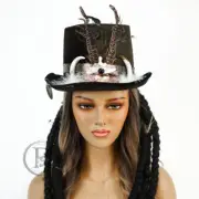 Voodoo Skull Steampunk Costume Hat Burning Man Hat Tribal Braids