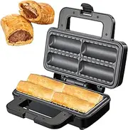 Sausage Roll Maker, 800W Non Stick Pie Maker, Double Sided Heating Plates, Compact and Breakfast Machine with Insulated Handle, Make 4 Quick and Delicious Breakfast Sausage Rolls