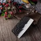 Cleaver Knife Chef Butcher Meat Stainless Steel Solid Wood Handle Kitchen Tool S