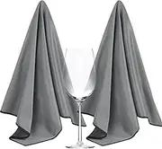 Sinland 2 Pack Microfiber Glass Polishing Cloths Lint Free Reusable Cleaning Cloths Drying Towels for Wine Glasses Stemware Dishes Stainless Appliances 51CM X 64CM Dark Grey