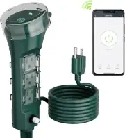 HBN Outdoor Heavy Duty Smart Plug Waterproof WiFi Timer with 6 Grounded Outlets
