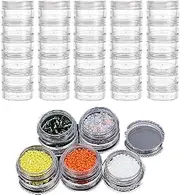 36Pcs Transparent Stackable Jars Round Plastic Container with Clear Lid Jewelry Bead Storage Containers Small Travel Sample Jar for Seed Beads Diamond Drills and Other Jewelry Components