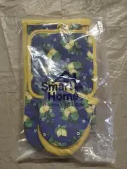 SMARTHOME Blue Lemon Extra Long Pot Holder Oven Mitt Pot Holder & Micro Mitt Set
