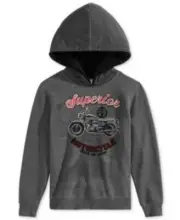 Epic Threads Boy Gray Superior Motorcycle Graphic Fleece Hoodie $55 TINI {&}