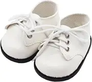 EHJRE Plush Doll Leather Shoes Stylish Lace Up Footwear for 196'' Doll , white