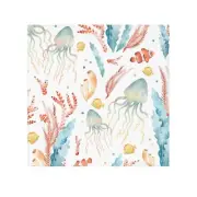 Ocean-Inspired Face Towel with Jellyfish and Coral Design
