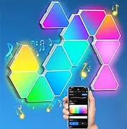 Triangle LED Lights for Gaming Setup, RGBIC Triangle Wall Lights for Bedroom, Smart Home Light Panels Works with Alexa Google Assistant, APP/Voice Controlled, Music Sync Gaming Room Decor, 12 Pack