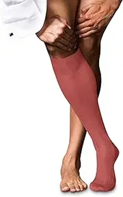 [FALKE] Men's No. 10 Knee-High Socks Pure Fil d´Écosse Cotton Black Grey More Colours Thin Fine Long Length Plain Pattern With Rib For Summer Dress Casual Looks Or Work 1 Pair