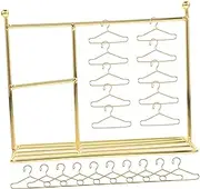 HONMEET Doll Clothes Storage Rack 21pcs Iron Mini Clothes Hangers for Dolls Dress Rack for Boys and Girls