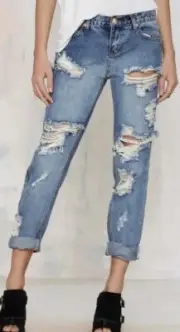 NWT One Teaspoon Awesome Baggies Low Waist Mid Rise Dirty Ford Distressed Sz 24
