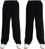 [G-LIKE] Martial Arts Tai Chi Training Trousers - 2 Pants for Martial Arts Taiji Kung Fu Wushu Yoga Unisex Women Men Casual Trousers Wide Legs Viscose