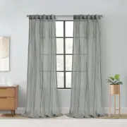 Habitat 52 x 95 in. Paloma Sheer Dual Header Curtain Panel Grey
