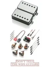 EMG 57 + 66 BRUSHED CHROME HUMBUCKER SET STANDARD SPACED SHORT SHAFT POTS & WIRE