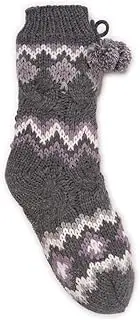 [MUK LUKS] Women's Chunky Fairisle/Cable Mix Cabin Socks