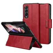 SULADA For Samsung Galaxy Z Fold3 5G PU Leather Folio Case ic Clasp Stand Phone Cover