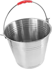 Kisangel Horse Feed Water Holder 10l Thick Metal Bucket Portable Stainless Steel Feed Storage Bucket