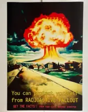 Atomic Bomb Poster Nuclear Blast Warning Sign Nuke Explosion Print 1950s Style