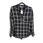 NWT LUSH Black Plaid Woven Blouse Top M (1191)