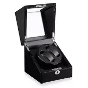 New Black Automatic Rotation 2 Watch Winder Case Wood Display Box Japan Motor