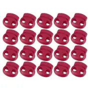 40Pcs 5mm Plastic Cord Locks Double Hole Spring Toggle Stopper, Wine Red