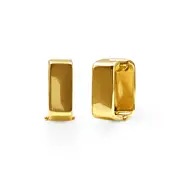 9kt Yellow Gold Silver Infused Mini Square Huggies Earrings