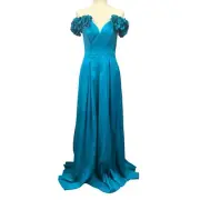 Aidan Mattox Satin Off Shoulder Ball Gown Size 2 $695 NWT