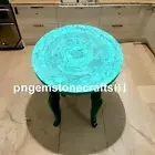 "Malachite Stone Corner Side Table Top – Marble Inlaid Coffee & End Table Decor"
