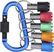 Hex Shank Bit Holder Extension Bar with 5 Color Sockets for Precision Work (Blue Carabiner)