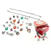 Christmas Advent Calendar DIY Charm Bracelet Making Kit Jewelry Gift for Girls