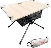 Ultralight Backpacking Table - Collapsible Camping Table with Storage Mesh for Camping Gear, Hiking Table and Mountaineering Table, Camp Table for Accessories and Outdoor Travel (Brown)