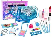 Play Makeup - Washable Make Up for Little Girls | Makeup Girls Toys with Cosmetic Bag, Real Makeup Sets for Toddler Christmas Birthday Toys for 3-12 Year Old Girls