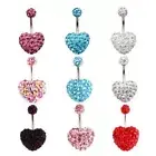 Gem Button Jewellery Heart Belly Bar Fake Belly Ring Navel Rings Body Piercing
