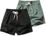 [Bantuya] Men Short Pants 3pcs_Set Men's Sports Quick-Drying Breathable Running Shorts and Beach Shorts