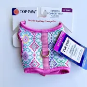 NWT XX-Small Dog Puppy Soft Comfort Vest Harness Top Paw Pink Cute Girly Floral